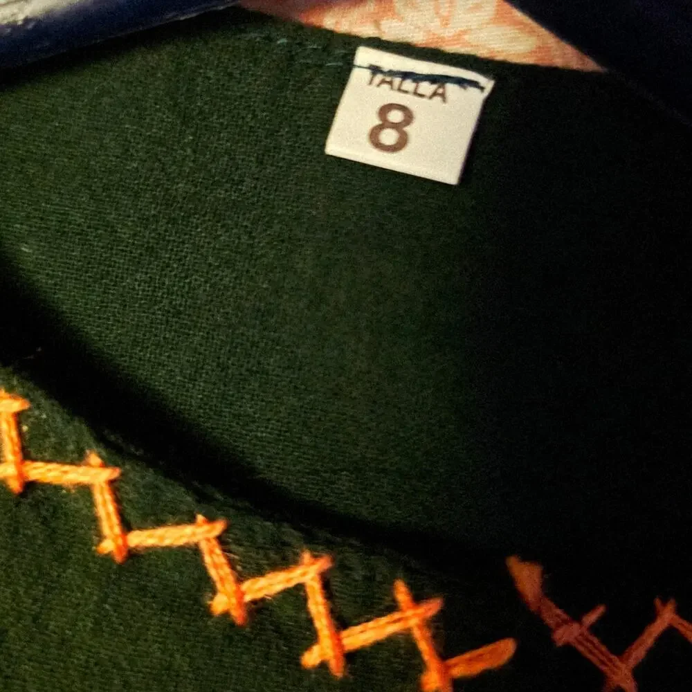Mexico embroidered green dress size girls 8